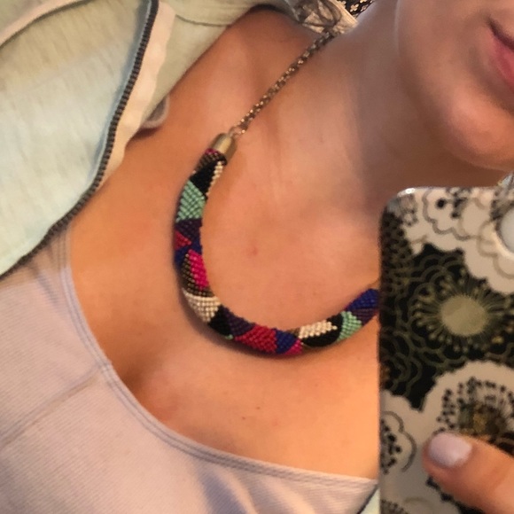 Aztec multicolor beaded band necklace - Picture 3 of 5